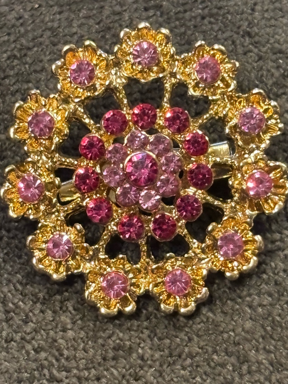 Gold-Tone Pink lab created sapphires Floral Brooch - Women Jewelry
